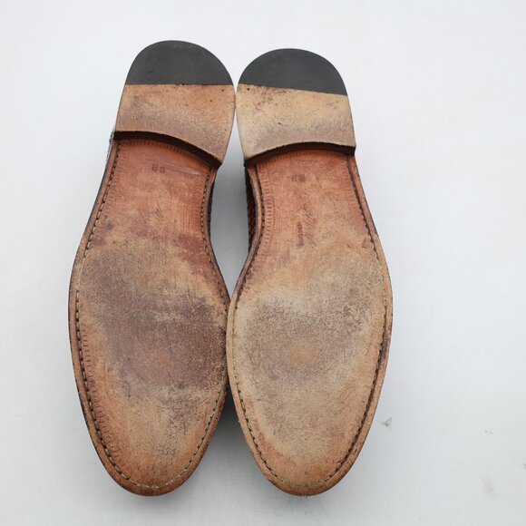 Mezlan Alicante Loafer Tassel Brown Leather Braided Side Men's 13 B Made Spain - Picture 7 of 11